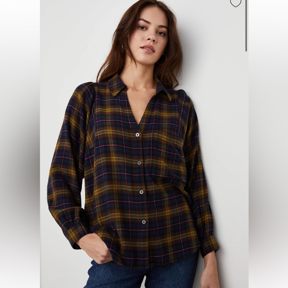 NEW RAILS women's lauren shirt in navy hazelnut pink